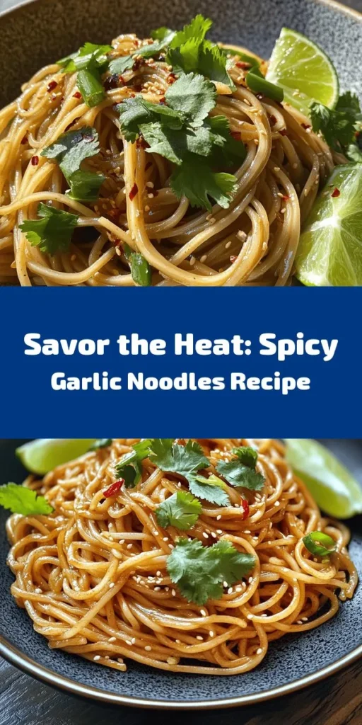 Spice up your dinner with these delicious Spicy Garlic Noodles! This quick and easy recipe features egg noodles or spaghetti tossed in a flavorful sauce made from garlic, soy sauce, and sriracha. Sautéed to perfection and topped with fresh green onions and cilantro, these noodles are perfect for any night of the week. Serve with lime wedges for an extra zest. Ready in just 20 minutes, it’s a satisfying meal the whole family will love!
