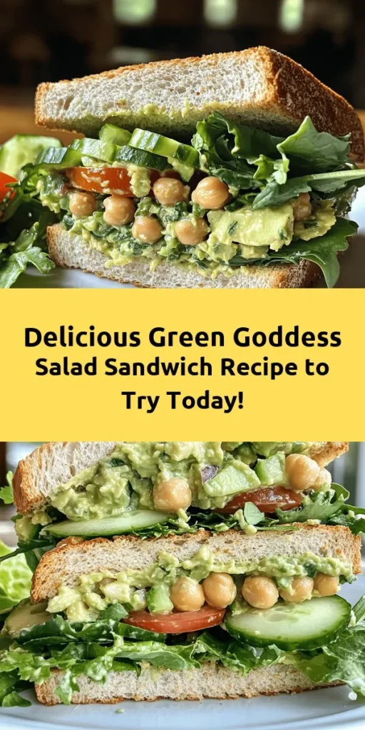 Discover the deliciousness of a Green Goddess Salad Sandwich that's both healthy and satisfying! Packed with creamy avocado, chickpeas, and a zesty homemade dressing made from cashews and fresh herbs, this sandwich offers a burst of flavor in every bite. Layered with crisp vegetables like cucumber and tomato on whole grain or sourdough bread, it's perfect for lunch or a light dinner. Quick to prepare, this recipe is as nourishing as it is tasty!