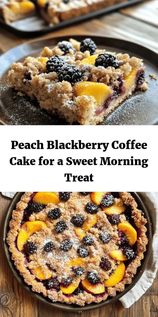 Indulge in a slice of summer with this Peach Blackberry Coffee Cake Delight! Bursting with juicy peaches and tart blackberries, this moist cake is perfect for brunch or an afternoon treat. Made with simple ingredients, it features a crunchy oat topping that adds the perfect texture. Bake it up in just an hour and impress your friends and family. Enjoy it warm, with a sprinkle of powdered sugar or a dollop of whipped cream for extra sweetness!