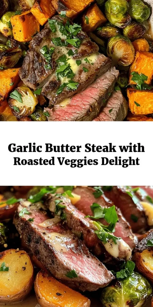 Elevate your dinner with this delicious Garlic Butter Steak paired perfectly with roasted Brussels sprouts and sweet potatoes. This recipe features juicy ribeye or sirloin steaks, seasoned to perfection and smothered in aromatic garlic butter. The vibrant veggies add a sweet and savory touch to the dish. In just under an hour, you'll have a delightful meal that’s great for any night of the week! Perfect for impressing guests or enjoying a cozy night in.