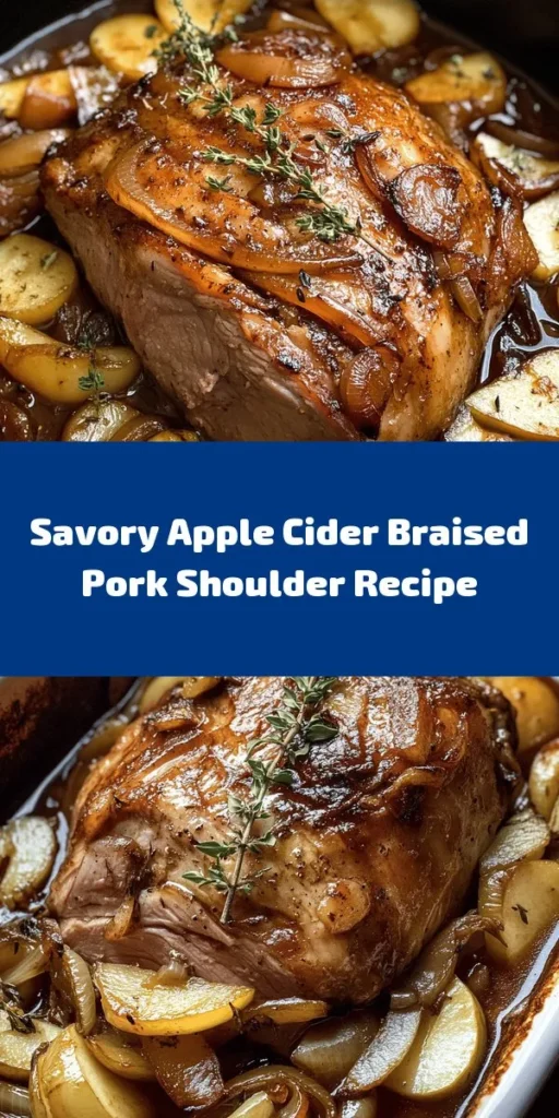Savor the flavors of fall with this delicious Apple Cider Braised Pork Shoulder recipe! Perfect for cozy gatherings, this dish features succulent pork shoulder braised in a rich mixture of apple cider, chicken broth, and aromatic spices. The tender meat pairs beautifully with sweet sliced apples, creating a comforting meal that’s sure to impress. After just a few hours in the oven, you’ll have a mouthwatering feast that your whole family will love. Don’t forget to garnish with fresh parsley for a pop of color!